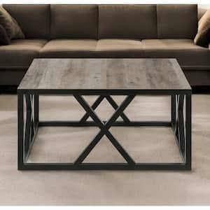 35 in. Black Square Wood Coffee Table