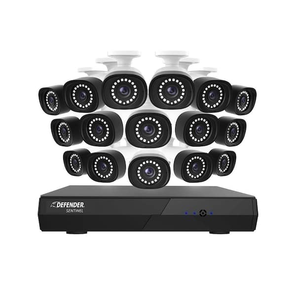 Defender Sentinel 4K Ultra HD Wired NVR 16 Channel Security Camera System with 16 POE Cameras with Smart Human Detection and App