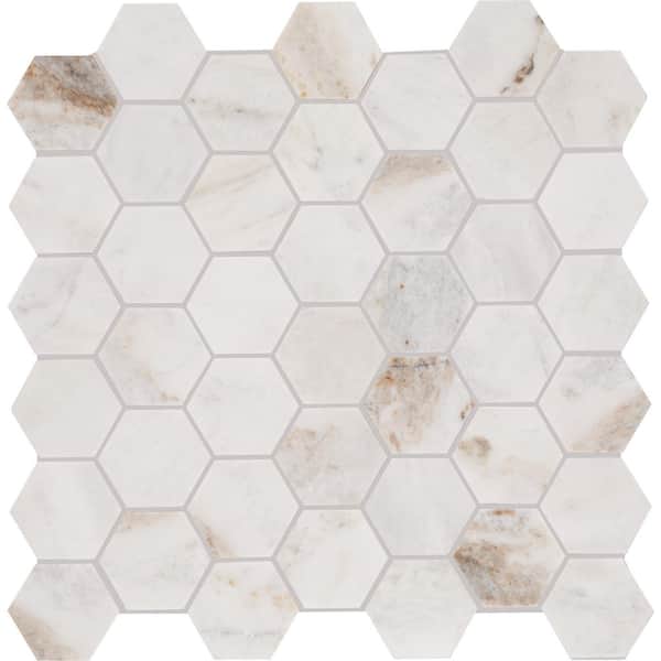 Daltile Restore Cloud Marble 12 in. x 14 in. Marble Hexagon Honed Mosaic Tile (436.5 sq. ft./Pallet)