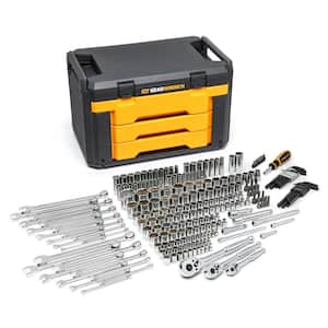 1/4 in., 3/8 in. and 1/2 in. Drive Standard and Deep SAE/Metric Mechanics Tool Set in 3-Drawer Storage Box (239-Piece)