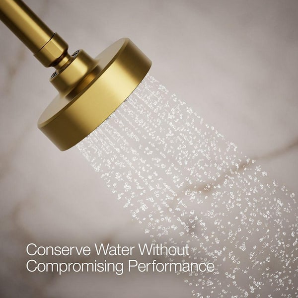 KOHLER Awaken G90 1-Spray Patterns with 2.5 GPM 3.5 in. Wall Mount Fixed Showerhead in Vibrant Brushed Moderne Brass