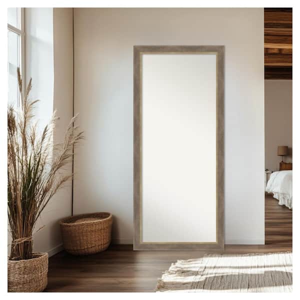 Driftwood Tan Brown 28.75 in. W x 64.75 in. H Non-Beveled Coastal Rectangle Wood Framed Full Length Floor Leaner Mirror