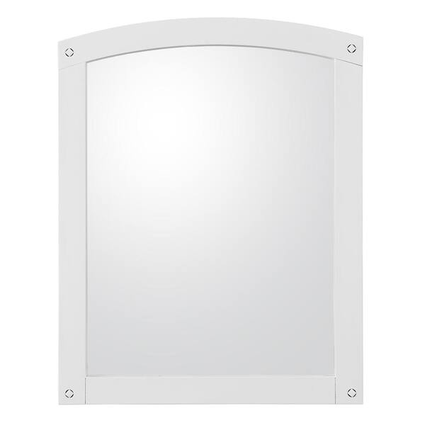 Home Decorators Collection 24 in. W x 30 in. H Framed Arched Bathroom Vanity Mirror in White