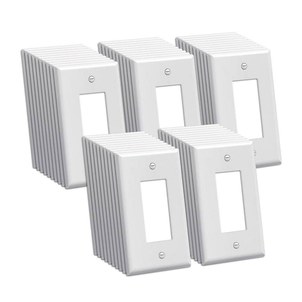 50-Pack Mid-Size 1-Gang Gloss White Decorator Wall Plate, Polycarbonate Thermoplastic, Smooth Finish, ETL Listed price history on PriceWatchPro