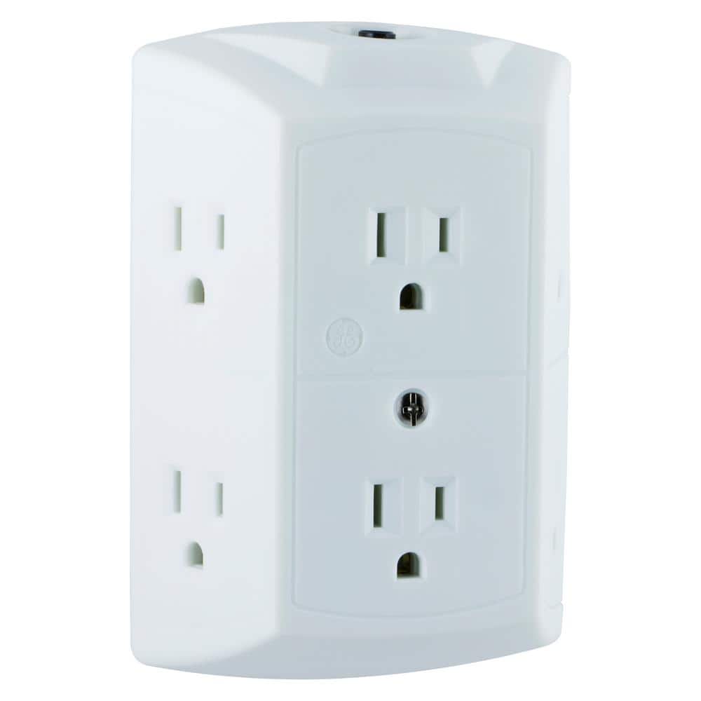 GE White 6-Outlet Wall Mounted Tap with Reset Button