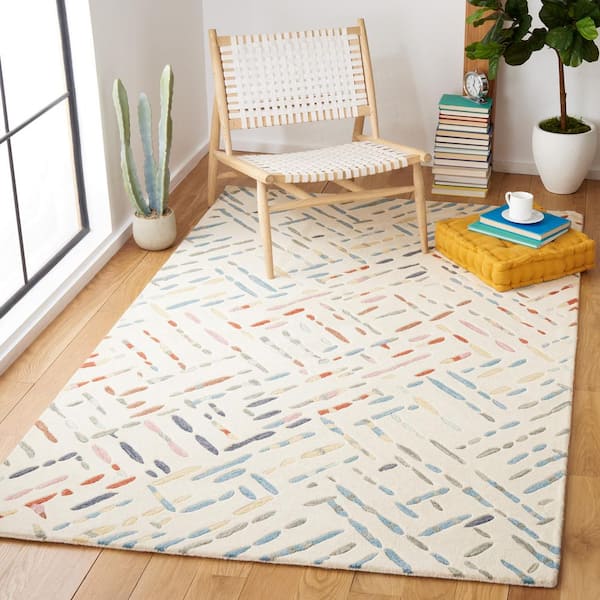 Metro Ivory/Blue 8 ft. x 10 ft. Geometric Maze Area Rug