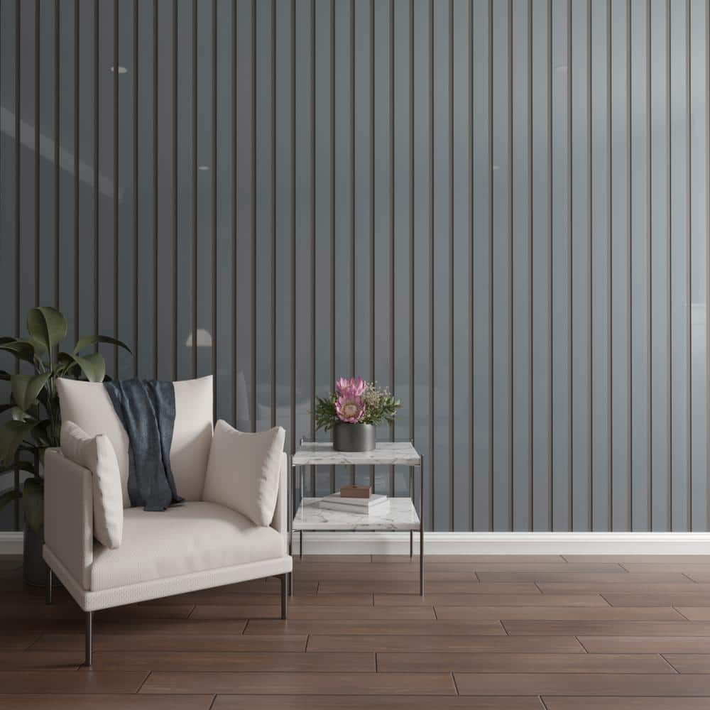 Dark Grey Acrylic Decorative Wall Panel Kit with Adjustable Slats