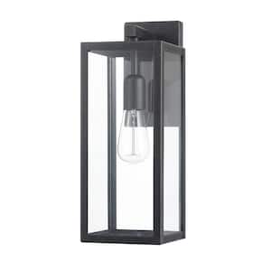 Bowery Dark Bronze Farmhouse Indoor/Outdoor 1-Light Wall Sconce with Clear Glass Shade