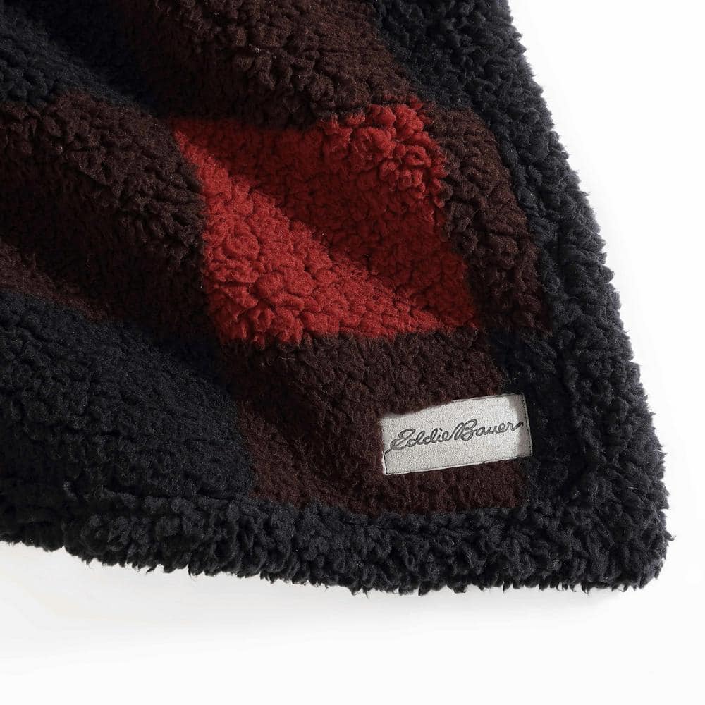 50"x60" Red and Black Plaid Reversible Sherpa Throw Blanket