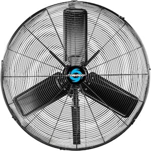 30 in. 2-Speed IPX4 Water-Resistant High Velocity Wall Fan in Black Outdoor Rated with Oscillating Head