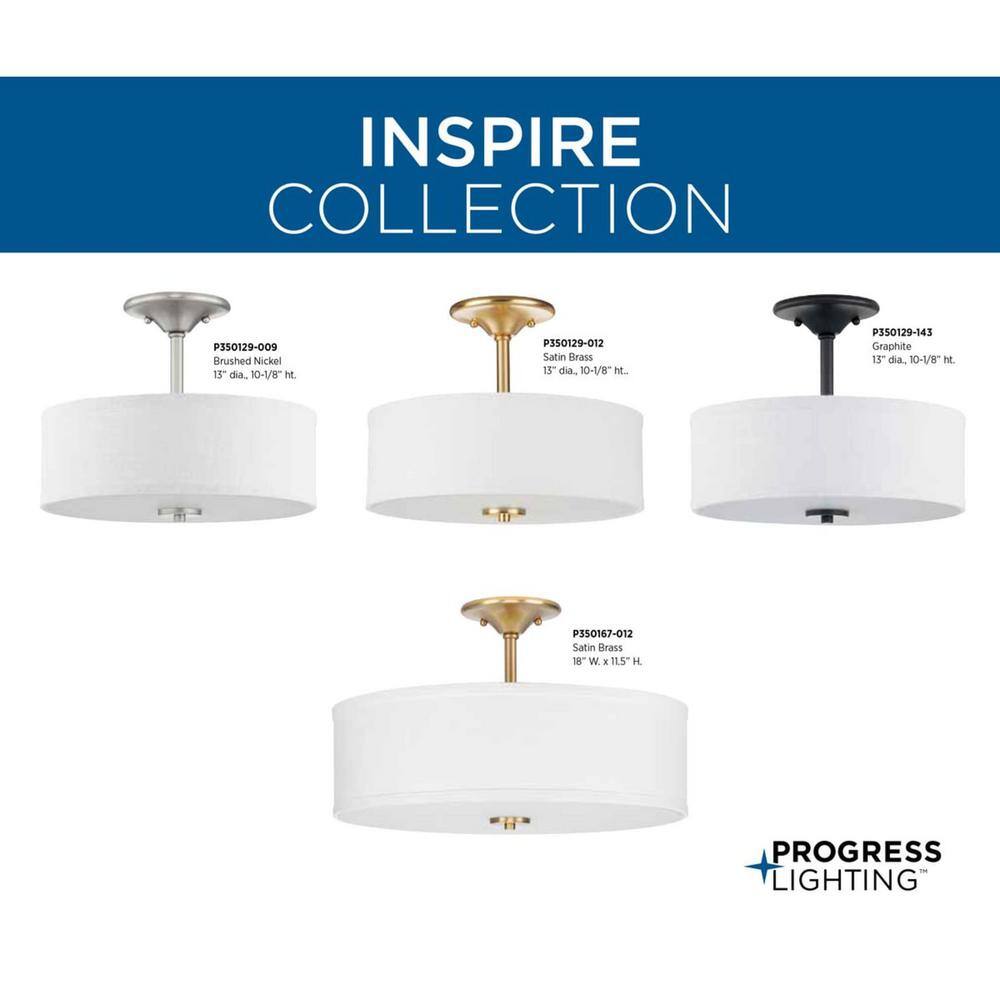 Inspire 13'' Graphite Finish Semi-Flush Light with Summer Linen Shade