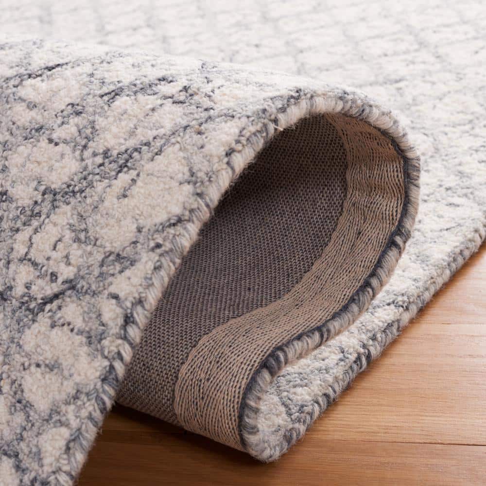Gray Abstract Handmade Wool Tufted Area Rug