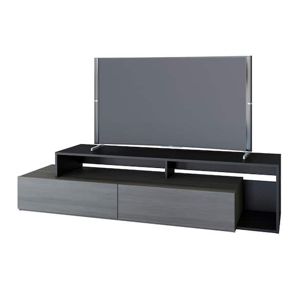 Damask Bark Grey & Black 72 inch Entertainment Center