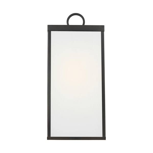 SCOTT LIVING - Howell 16.25 in. Antique Bronze Outdoor Hardwired Wall Lantern Sconce with White/Clear Glass Panels and No Bulb Included