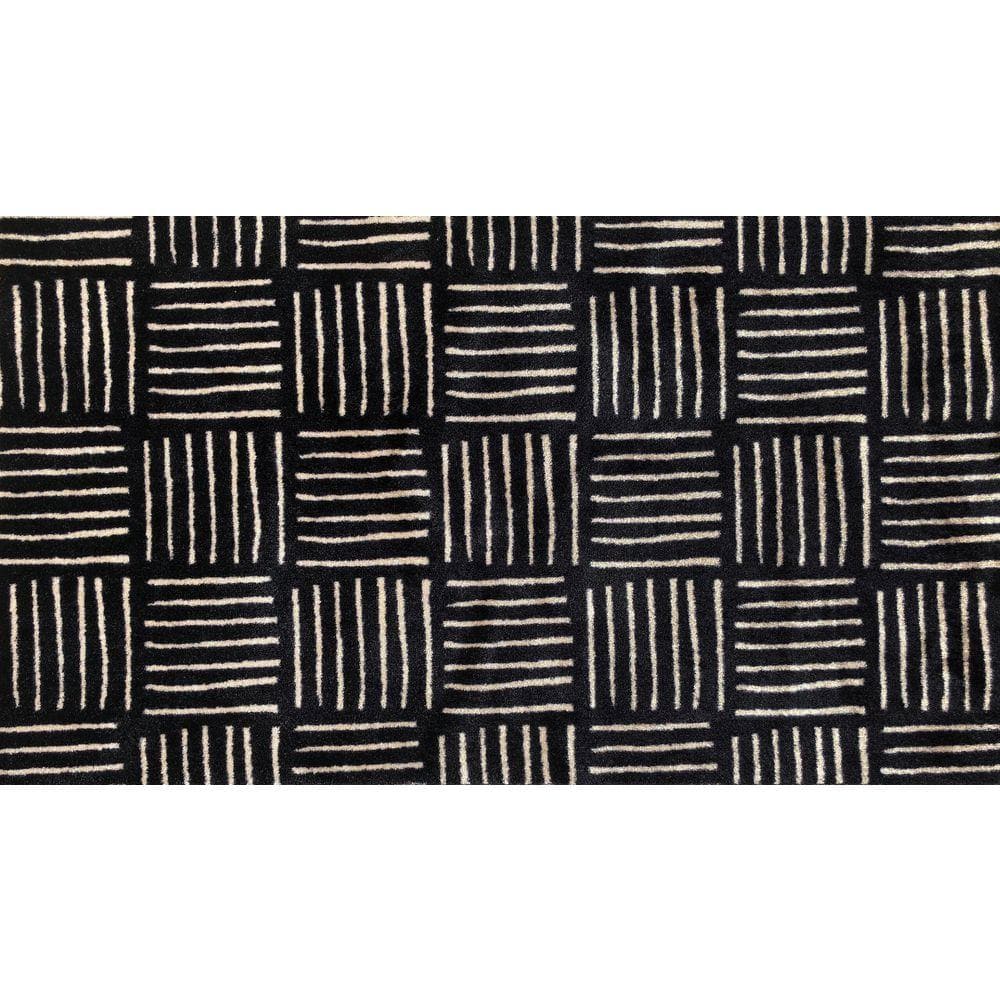 Studio 67 Weave 2.29 ft x 3.92 ft Black and White Basket Weave Pattern ...