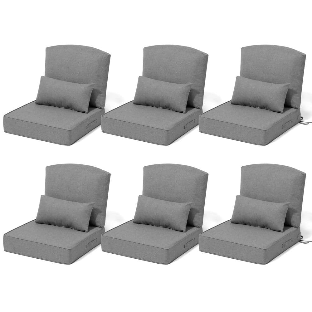 6 Pieces Outdoor Couch Cushion in Light Gray 24 in. x 24 in. x 5.5 in. Thickened Patio Deep Seat Cushion with Pillows price history on PriceWatchPro