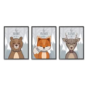 "Be Kind Brave and Clever Phrases Forest Animal" by AE Design Framed Animal Wall Art Print 11 in. x 14 in.