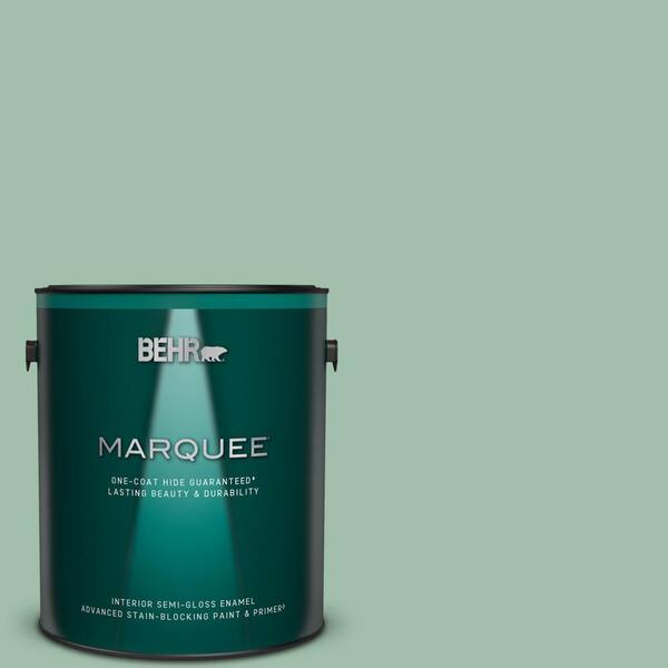 BEHR MARQUEE 1 gal. #MQ6-13 Spring Reflection One-Coat Hide Semi-Gloss Enamel Interior Paint & Primer