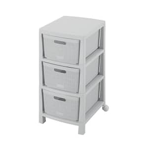 3 Drawer Resin Wheeled Rolling Storage Cart in Gray