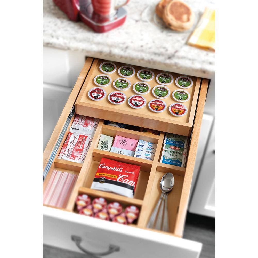 Natural Maple Wood Adjustable Two-Tier Drawer Organizer