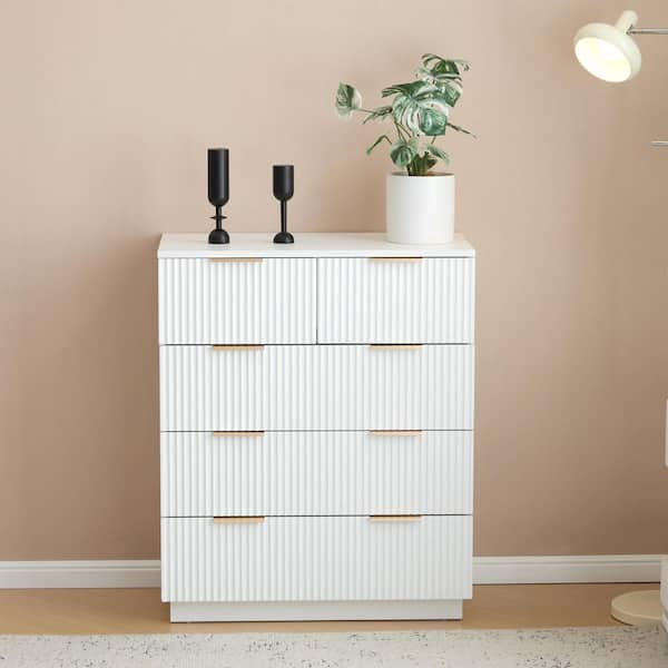 Karl home White 5 Drawer 28. 35 in. Wide Chest of Drawers
