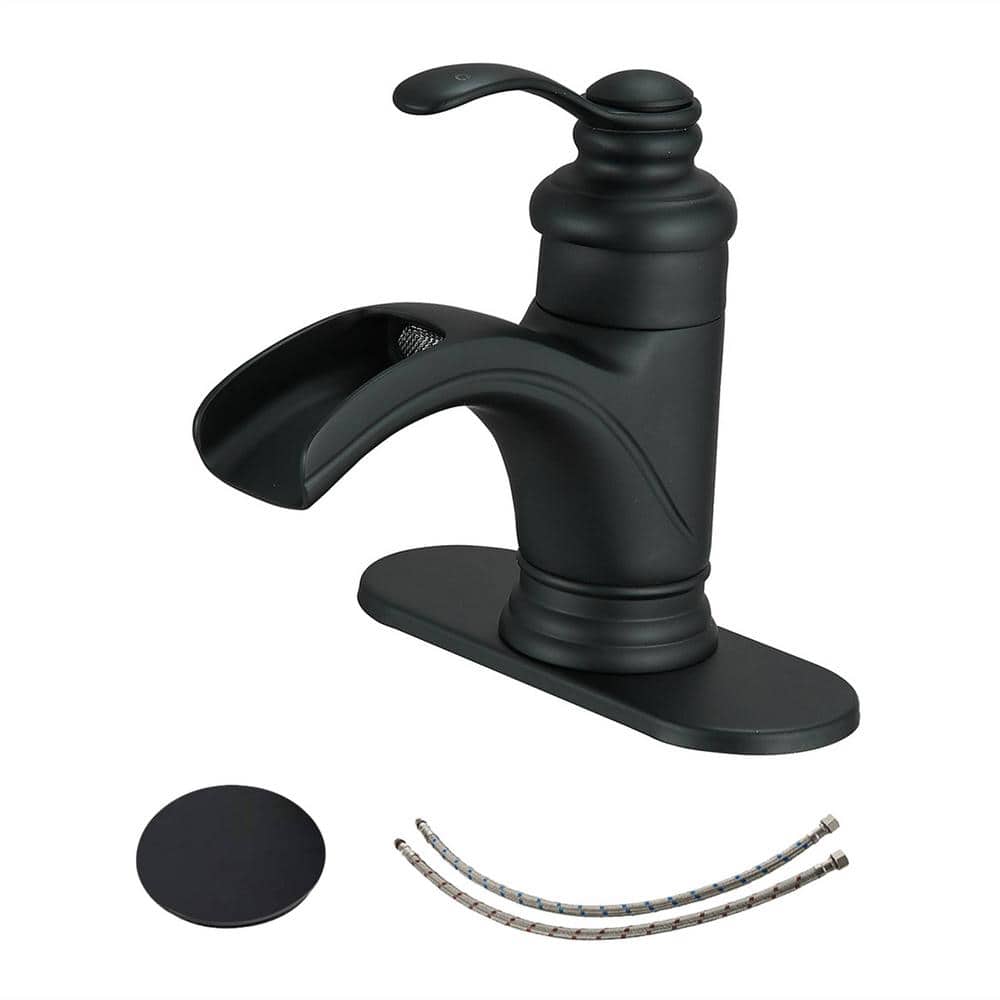 Single Handle Single Hole Bathroom Faucet with Pop-Up Drain Deck Mount Wate