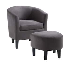Take a Seat Churchill Dark Gray Microfiber Accent Chair with Ottoman