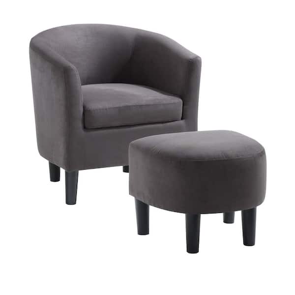 Convenience Concepts Take a Seat Churchill Dark Gray Microfiber Accent Chair with Ottoman