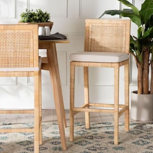 Sofia 28 in. Natural Rattan and Wood Bar Stool