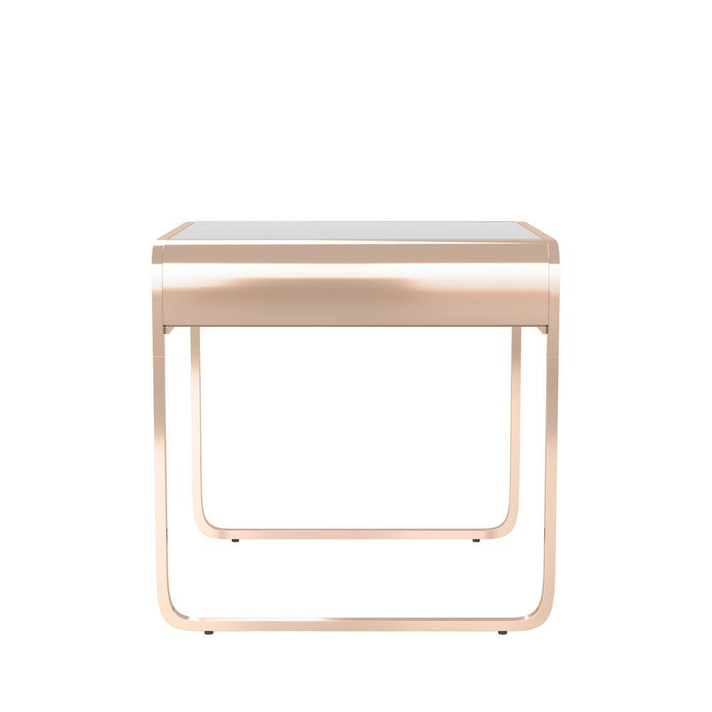 Mindry 24 in. Chrome Square Glass Top End Table - thumbnail 2
