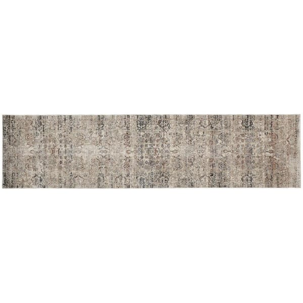 HomeRoots 2 x 8 Ivory and Gray Abstract Runner Rug
