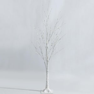4 ft. Pre-Lit White Birch Tree Artificial Christmas Tree Twig Birch Christmas Decor