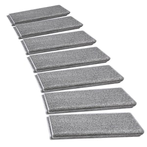 Bullnose Indoor Tape Free Non-Slip Gray 9.5 in. x 30 in. x 1.2 in. Polypropylene Carpet Stair Tread Cover (Set of 14)