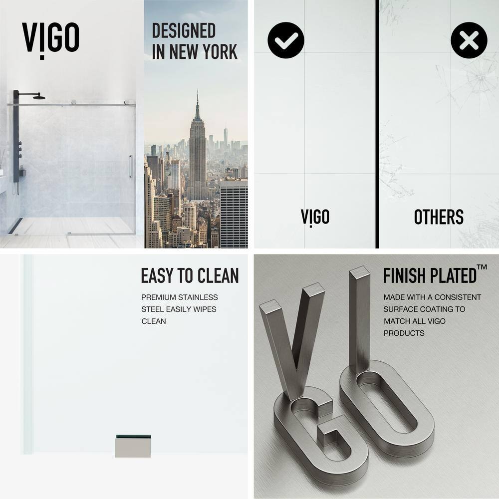 Elan 68-72" Stainless Steel Frameless Sliding Shower Door with Clear Glass