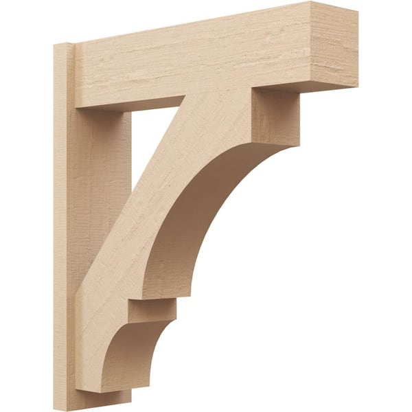 Ekena Millwork 8 in. x 34 in. x 30 in. Balboa Block Rough Cedar Woodgrain Timberthane Polyurethane Outlooker, Primed Tan