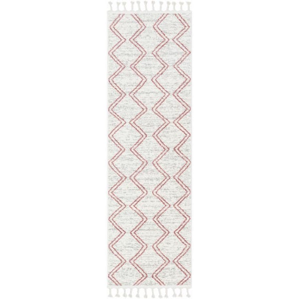 Kennedy Reeve Modern Chevron Kids Pink Ivory 2 ft. 3 in. x 7 ft. 3 in. Runner Area Rug
