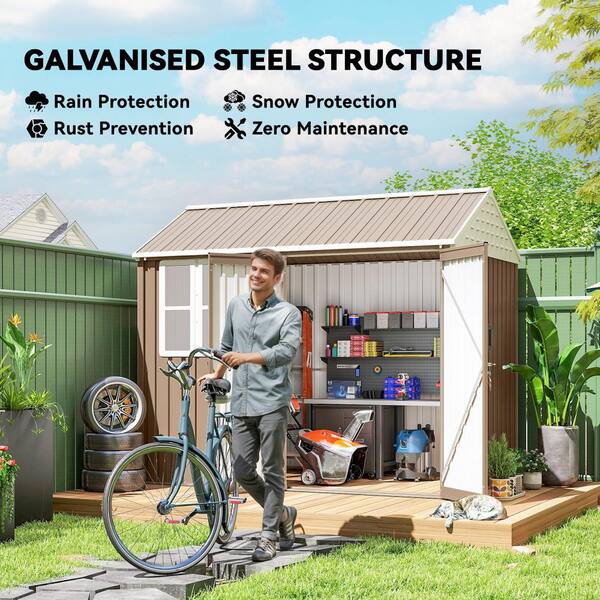 8 ft. W x 6 ft. D Metal Garden Storage Shed, Extra Large Outdoor