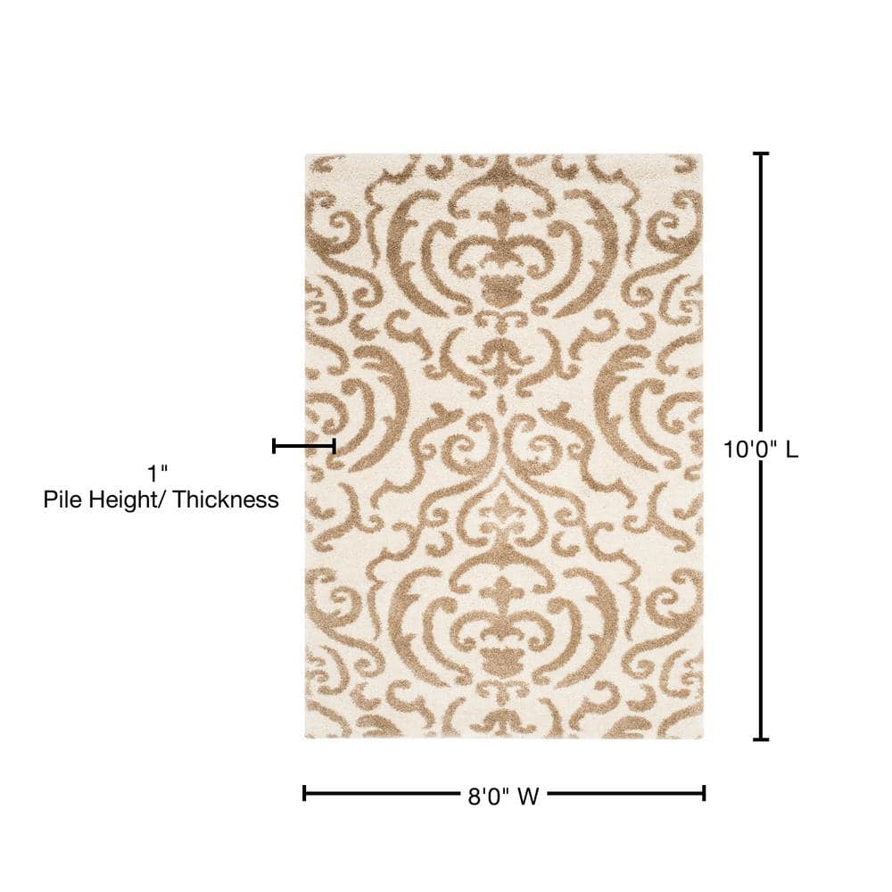 Cozy Haven Cream Beige 8' x 10' Plush Shag Area Rug