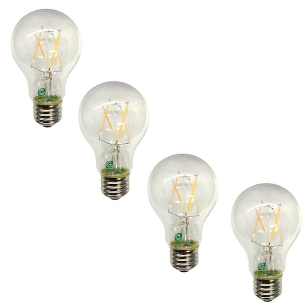 Greenlite 60W Equivalent Soft White A19 Dimmable LED Clear Chip-On-Glass Filament Style Light Bulb (4-Pack)