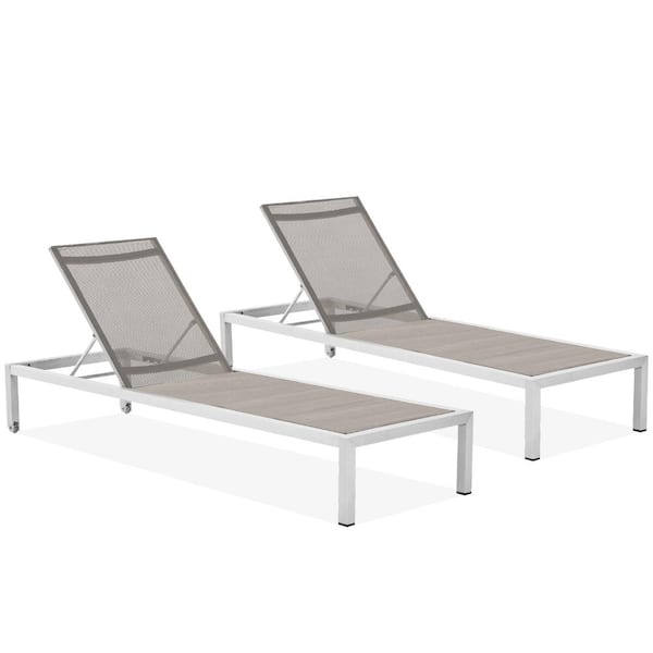 JEAREY 2-Piece Aluminum Outdoor Adjustable Chaise Lounge with Frame
