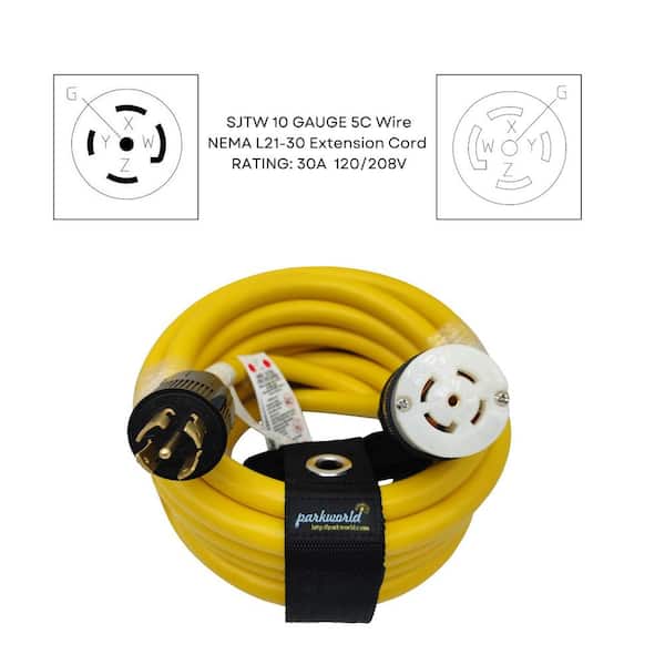 parkworld 25 ft. 10/5 30 Amp 120/208V 5-Prong Indoor/Outdoor NEMA