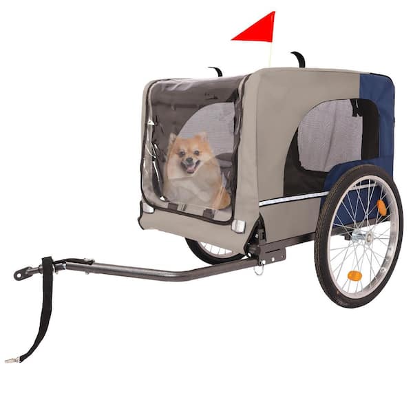 Tatayosi Folding Dog Bike Trailer Pet Carrier with 20 in. Wheels, 2-Entrances, Safety Flag