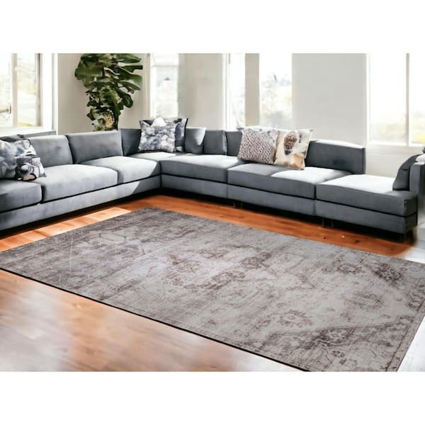 7 ft. x 10 ft. Brown and Ivory Oriental Area Rug