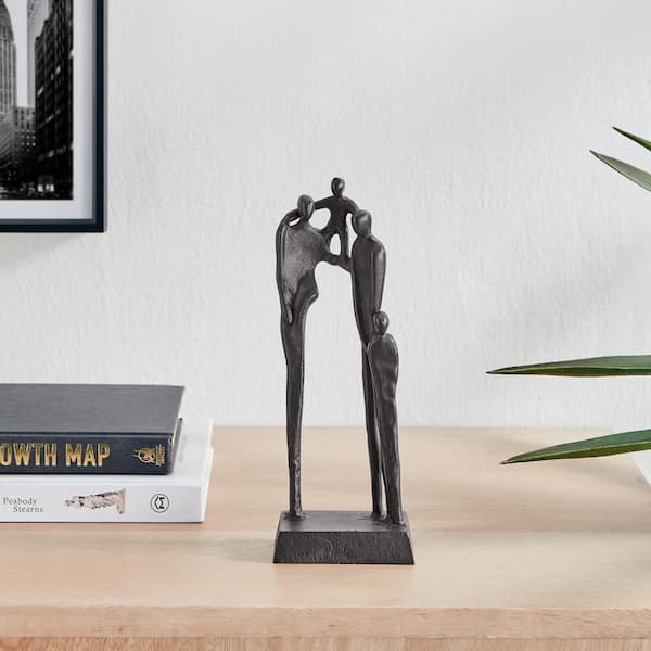 DANYA B Brown Cast Iron Abstract Family of Four Together Sculpture