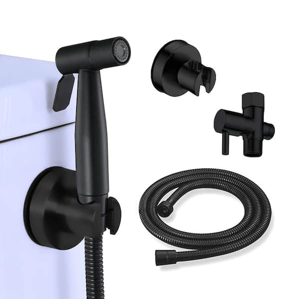 INSTER Non-Electric Stainless Steel Handheld Bidet Sprayer for Toilet Bidet Attachment in Black Easy to Install