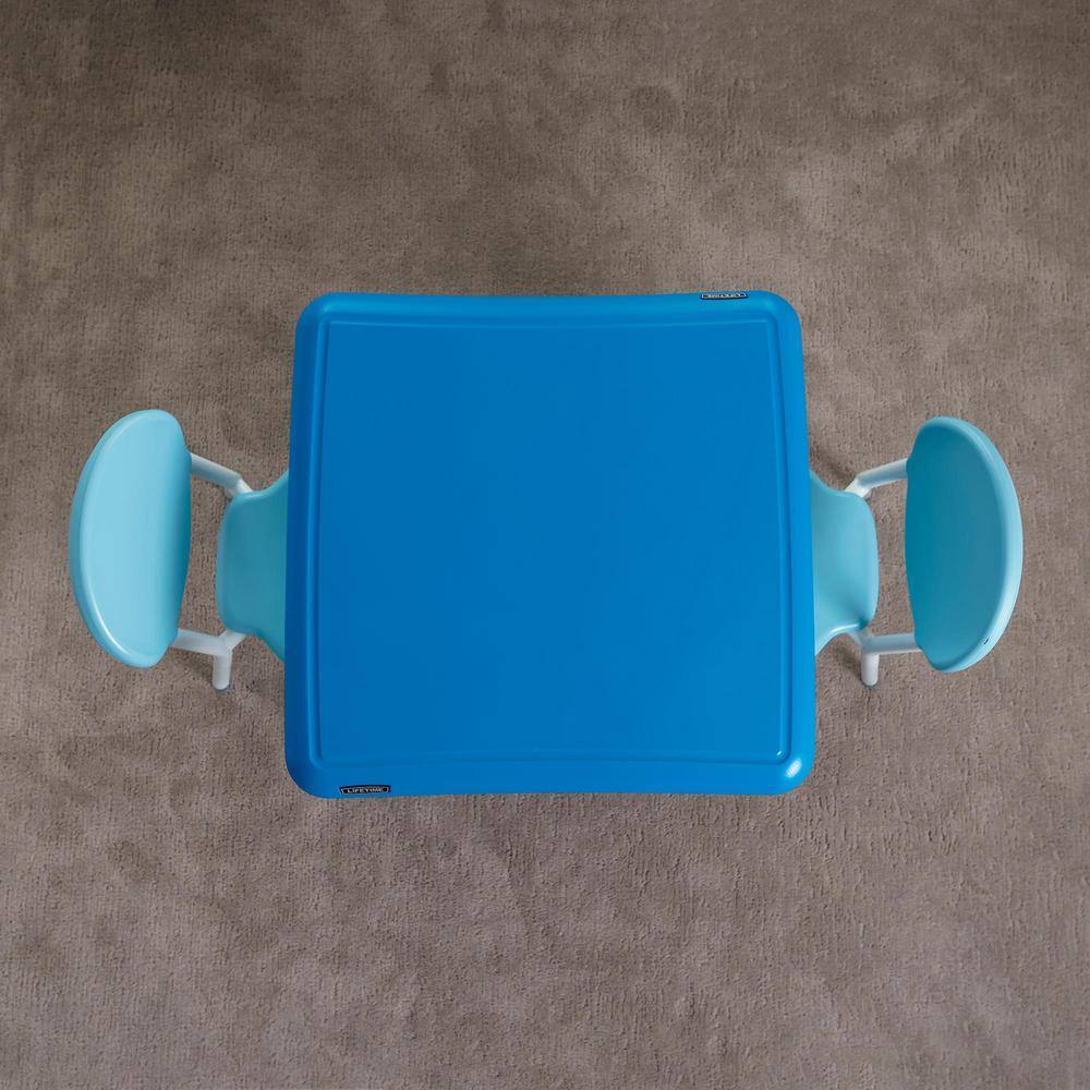 Blue and White Folding Kids Table and Chair Set
