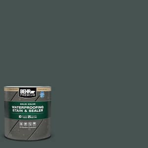 1 qt. #MQ6-44 Black Evergreen Solid Color Waterproofing Exterior Wood Stain and Sealer