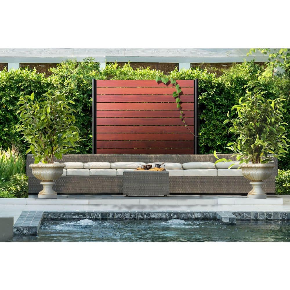 75 in. Black Galvanized Steel Fence Post with Welded Base Plate