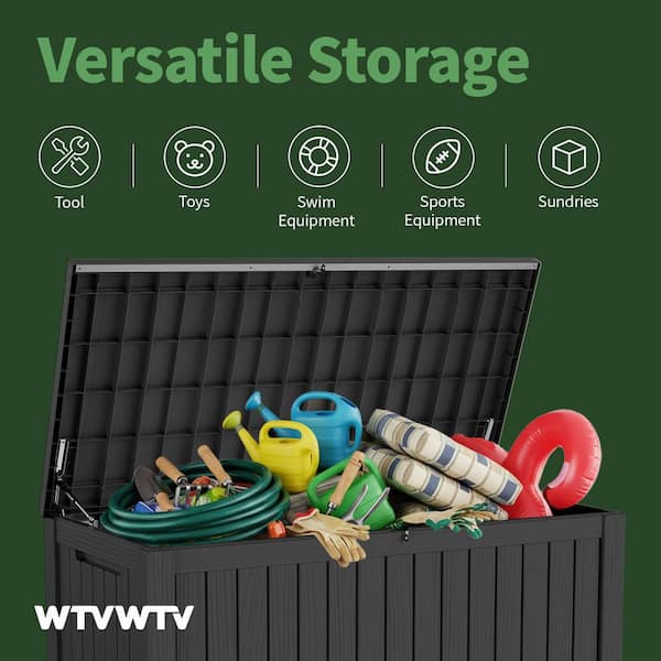 WTVWTV 200 Gal. Outdoor Waterproof Resin Storage Deck Box