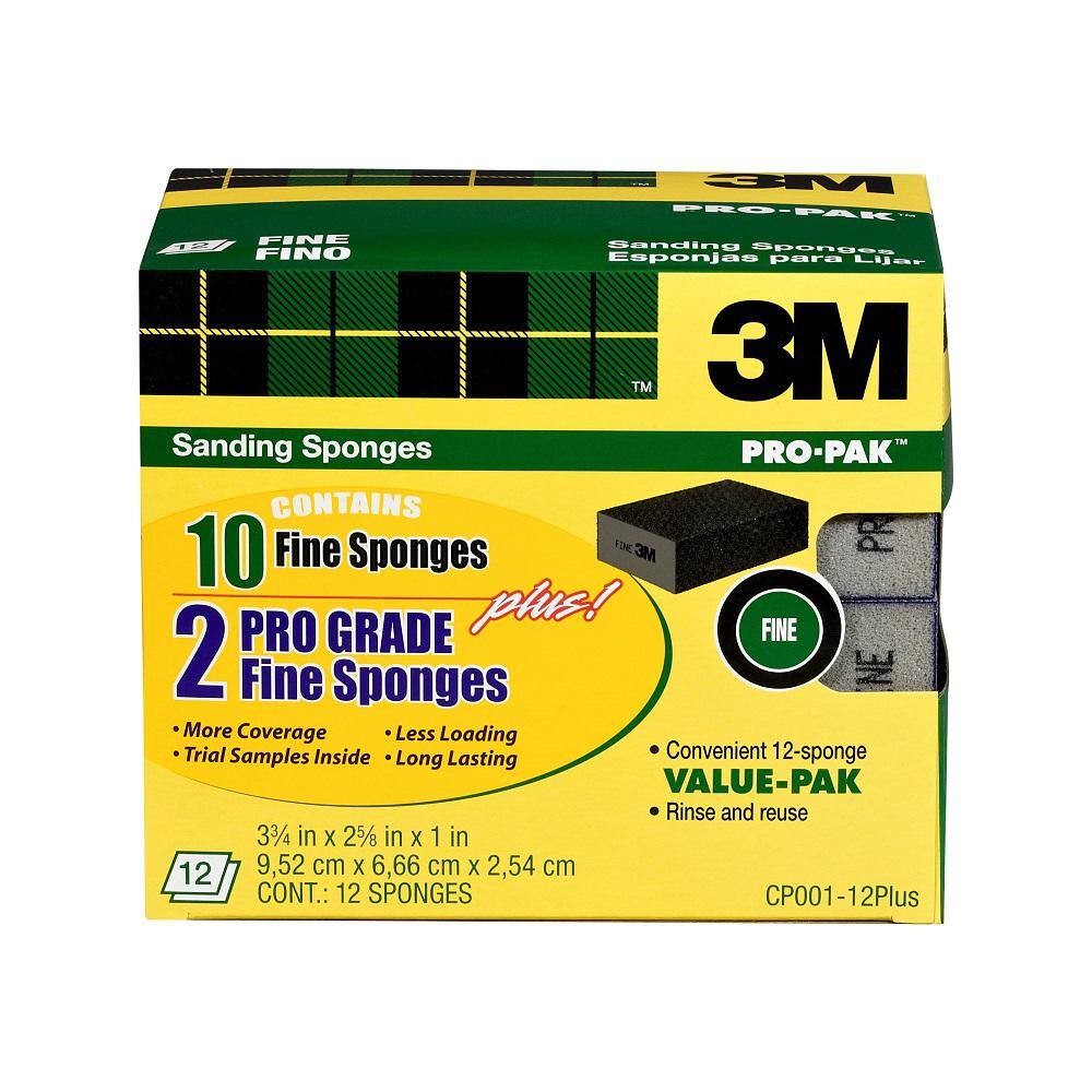 3M 3 3 4 In X 2 5 8 In X 1 In Fine Grit Sanding Sponge Case Of 4   3m Drywall Sanding Sponges Cp001 12p 64 1000 